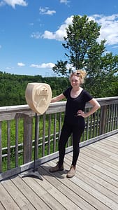 Olivia with the Landmarks 2017 sculpture